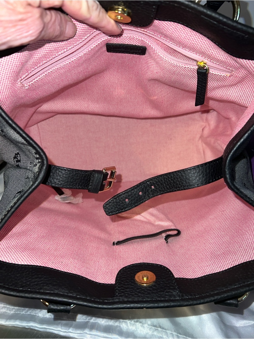 Dooney & Bourke Black and Gray Signature Shoulder Bag no call outs - Picture 7 of 10